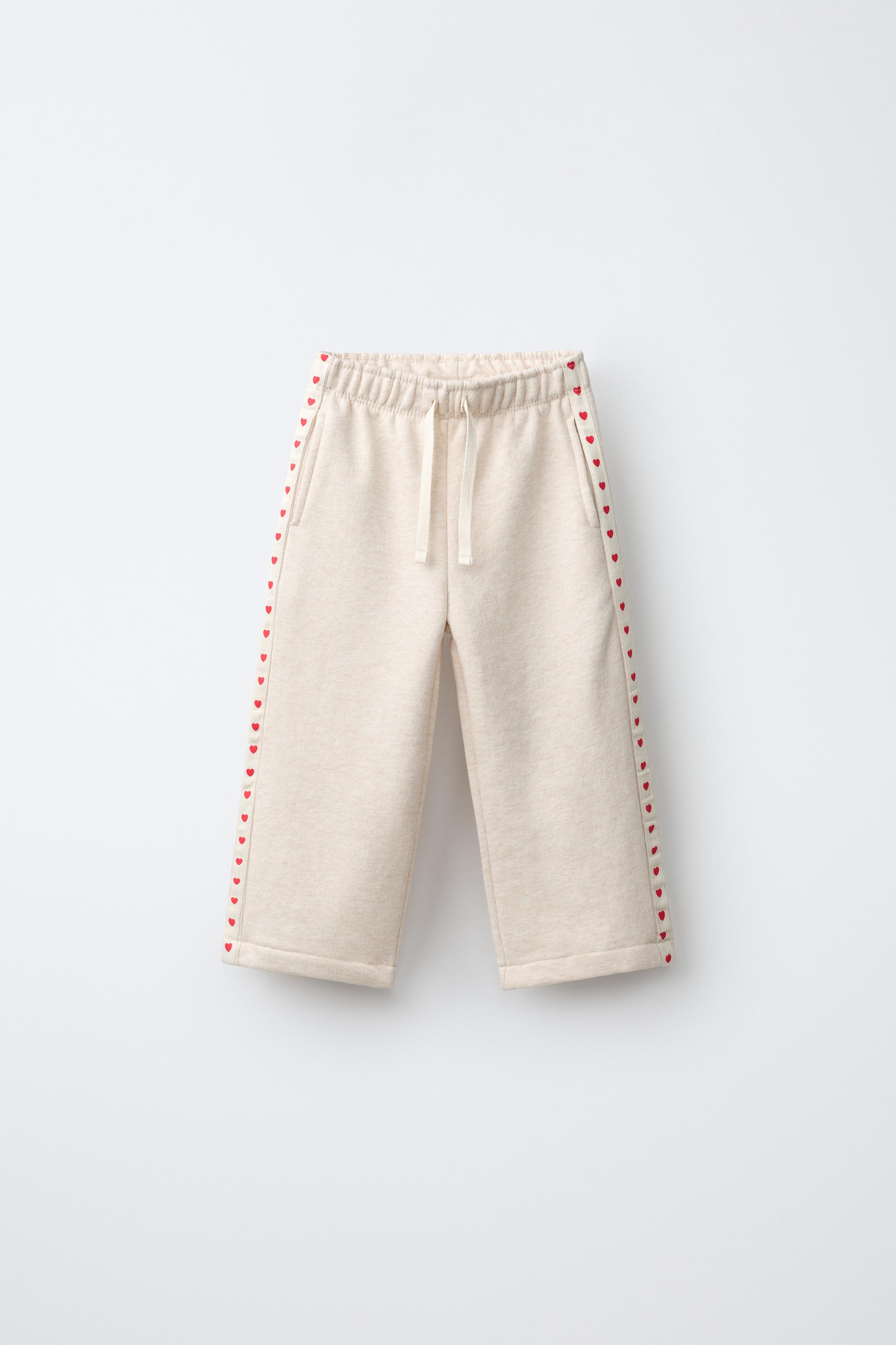 PANTALON WIDE LEG À RUBAN CŒURS